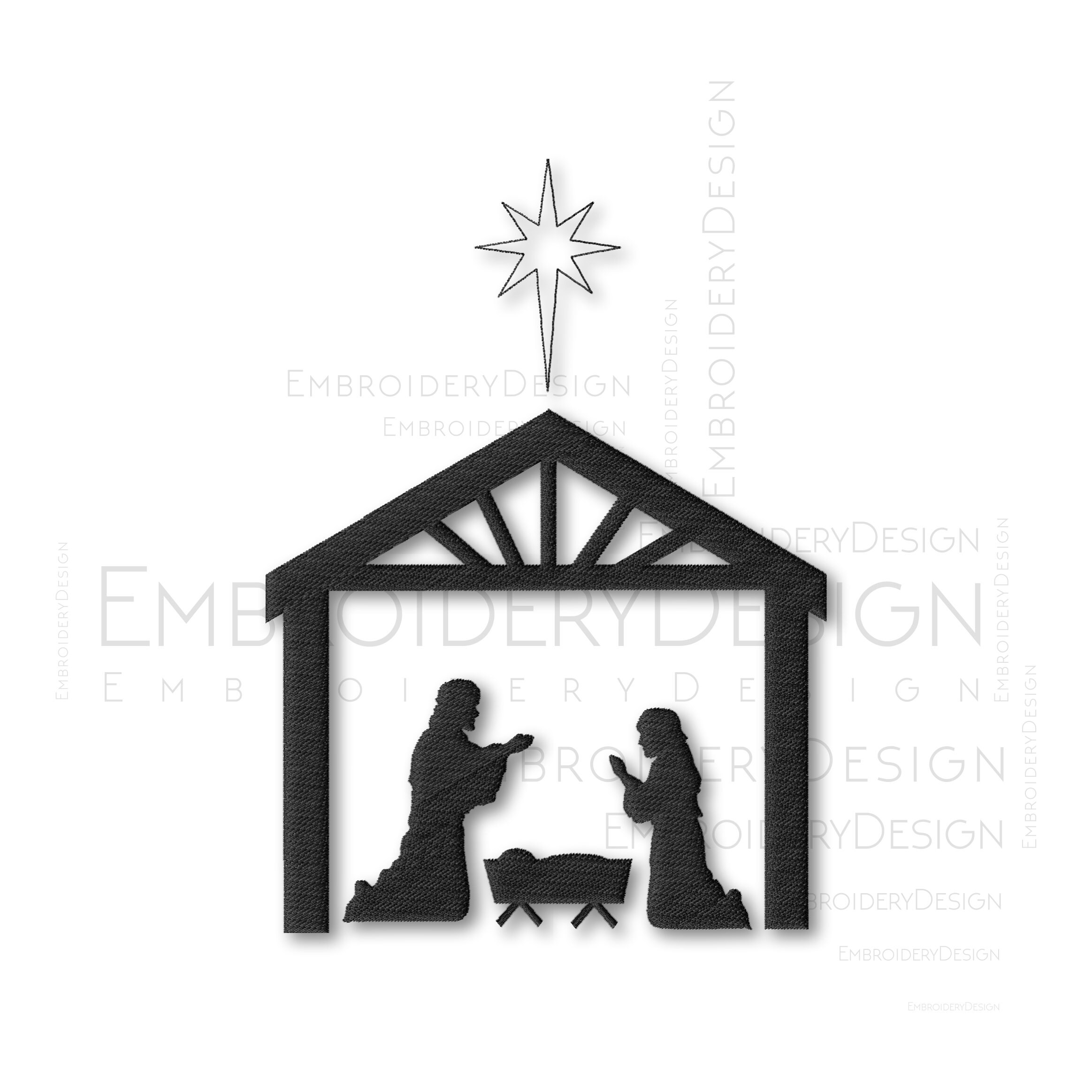 Nativity Scene Christmas Embroidery Machine Designs Love Heart Etsy
