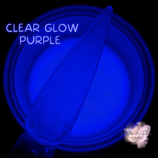 Clear GLOW PURPLE Dip Powder - *READ Description*, Clear Dip Powder, Clear Glow Dip, Glow dip, dip powder, acrylic, clear glow acrylic