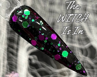 The Witch Is In Dip Powder -Happy Haunting Collection, Halloween Dip Powder, Halloween Acrylic Nails, Dip, Glitter Dip Powder for Nails