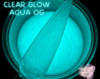 Clear GLOW Aqua OG Dip Powder - Clear Dip Powder, Clear Glow Dip, Glow dip, dip powder, acrylic, clear glow acrylic, clear acrylic glow