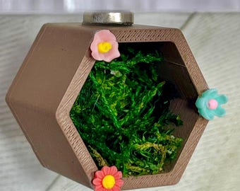 Moss Hex Hide for Jumping Spider - Magnetic Jumping Spider Hide, Jumping Spider Decor, Jumping Spider Hideout, 3D Printed Spider Hide