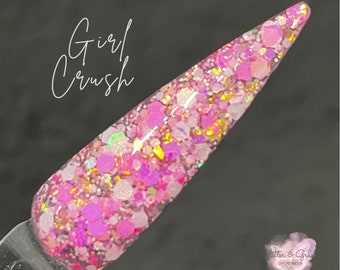 Girl Crush Dip Powder, dip powder for nails, Pink Glitter dip powder, Valentine’s nails, acrylic nail powder, acrylic dip powder