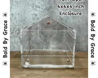 4x4x4 inch Jumping Spider Enclosure: Velvet Spider Enclosure-  Magnetic Sliding Front Door