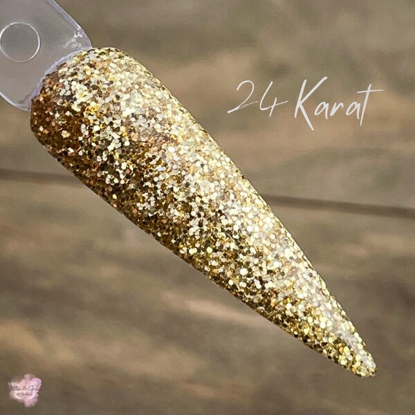 24 Karat Glitter Dip - Gold Glitter Acrylic Dip Powder, Fine Gold Glitter Acrylic Dip Powder, Dip Powder for Nails