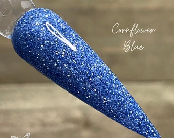 Cornflower Blue Glitter Dip Powder, Blue Glitter Dip Powder, Blue Glitter Dip, Cornflower Blue Acrylic Powder, Blue Acrylic Glitter Nails