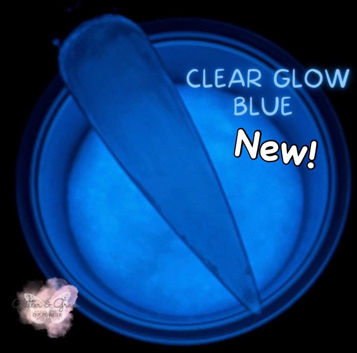 Clear GLOW BLUE Dip Powder Clear Dip Powder, Clear Glow Dip, Glow Dip, Dip  Powder, Acrylic, Clear Glow Acrylic, Clear Acrylic Glow 