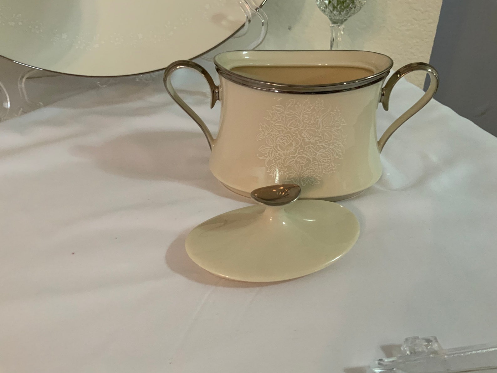 Lenox Moonspun Ivory Platinum Sugar Bowl. Beautiful. Etsy