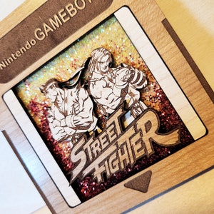 Street Fighter 4.5 inch Wood Holographic GameBoy Cartridge (Doesn't Function)