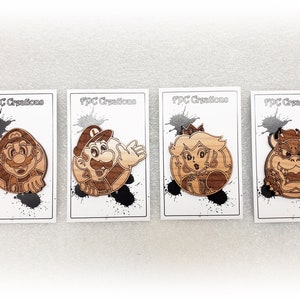スーパーマリオカート 木製ピン マリオ、ルイージ、クッパ、ピーチチェリーの合板ピン