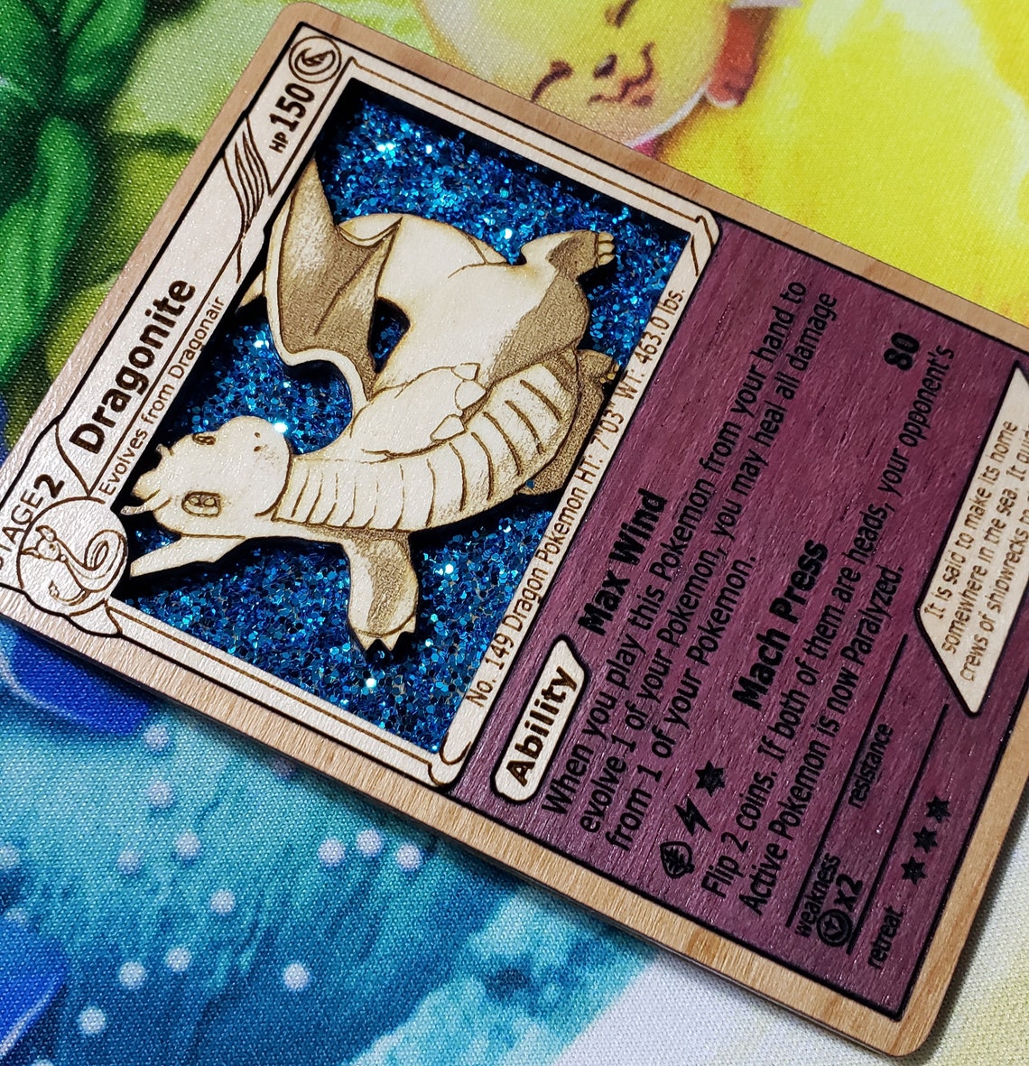 Dragonite Wooden Pokemon Card Holo Pokemon Gift Wood Pokemon Etsy
