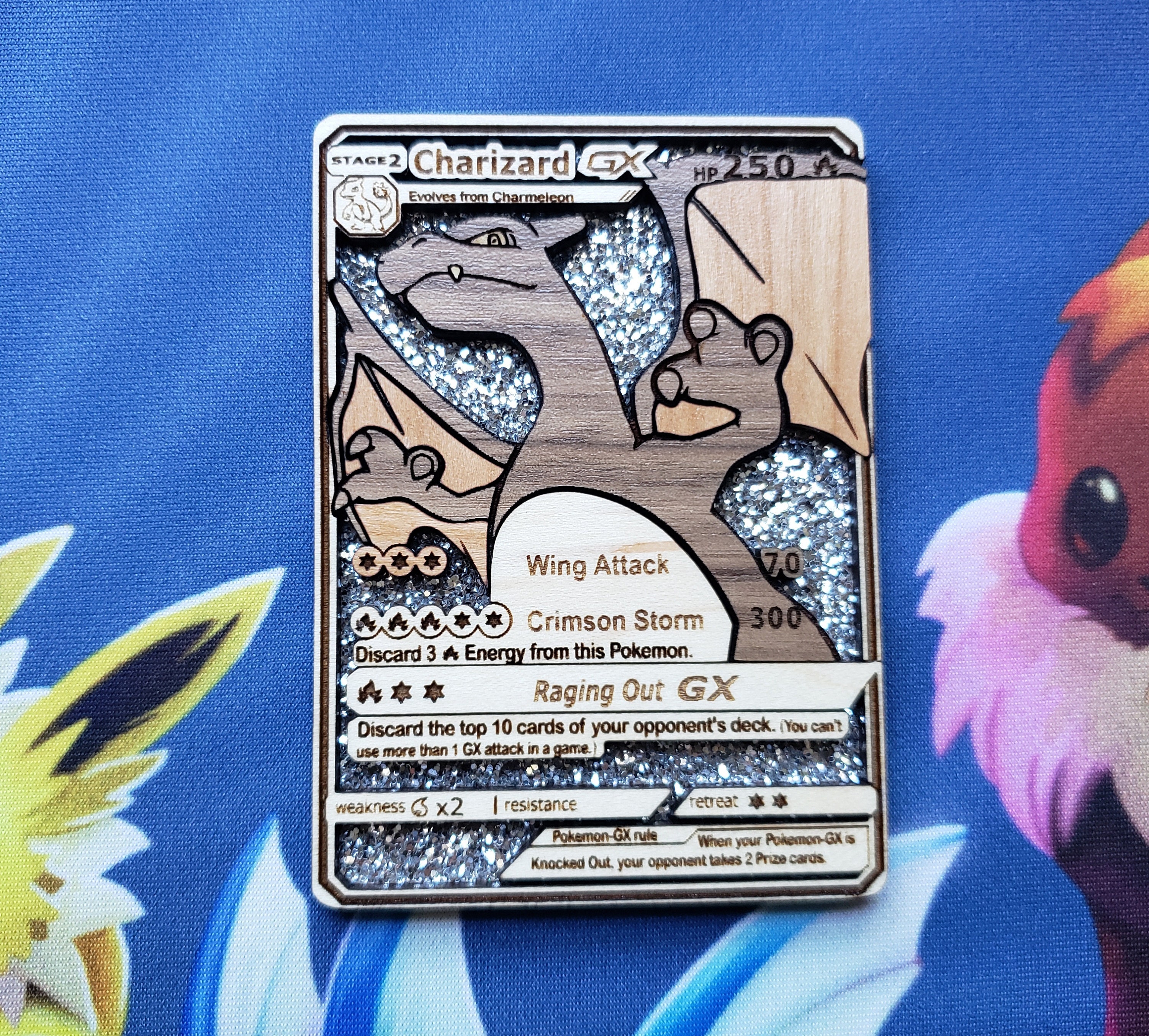 3d Shiny Charizard Custom Pokemon Card Cool Fire Pokemon Etsy