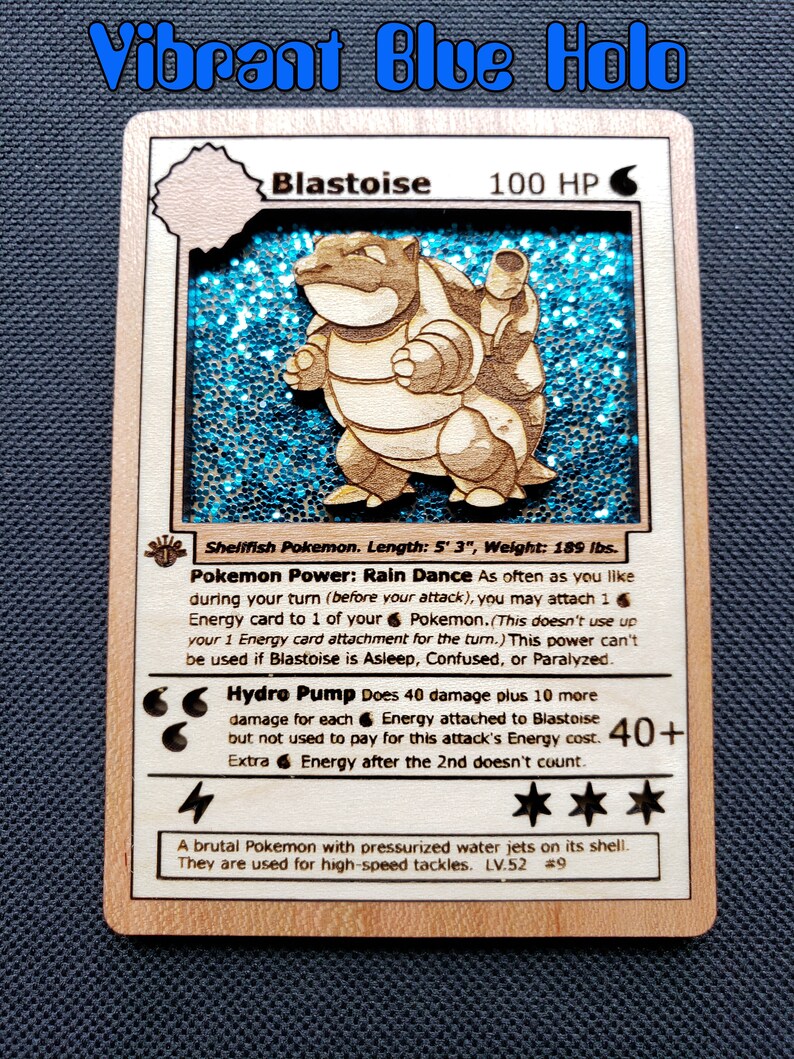 3d Wooden Pokemon Card Blastoise From Base Set Holo Pokemon Etsy