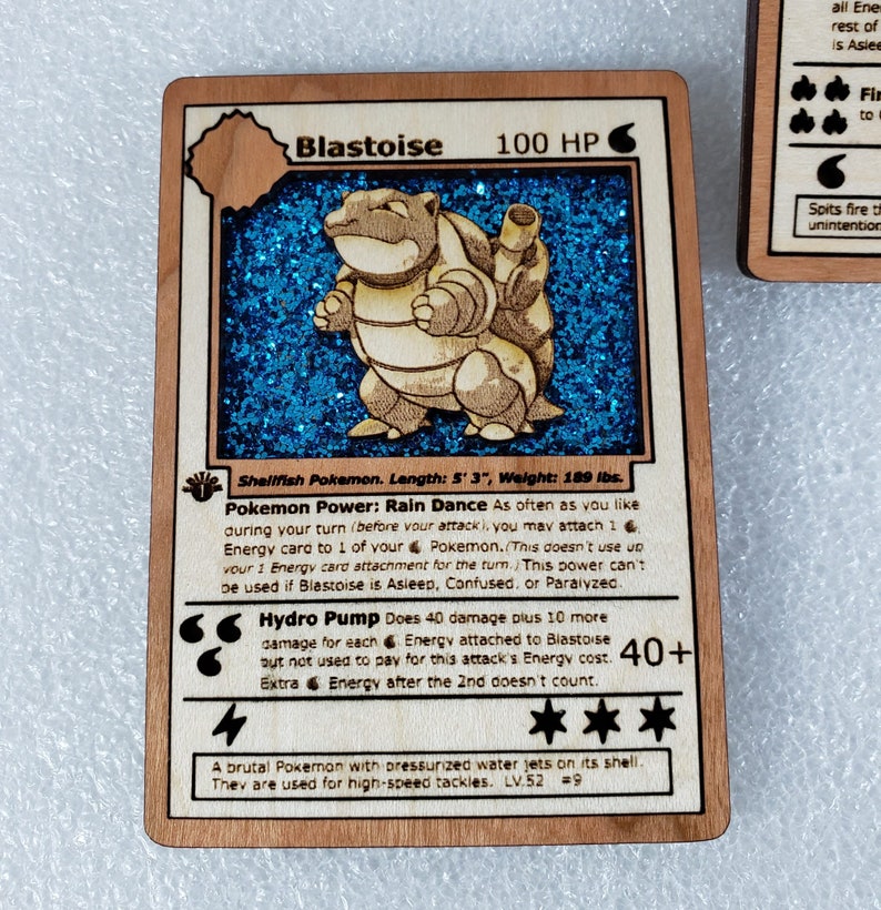 3d Wooden Pokemon Card Blastoise From Base Set Holo Pokemon Etsy