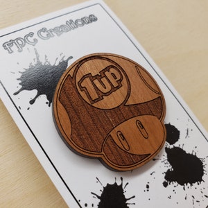 1-up パワーアップ スーパーマリオカート 木製ピン チェリー合板ピン