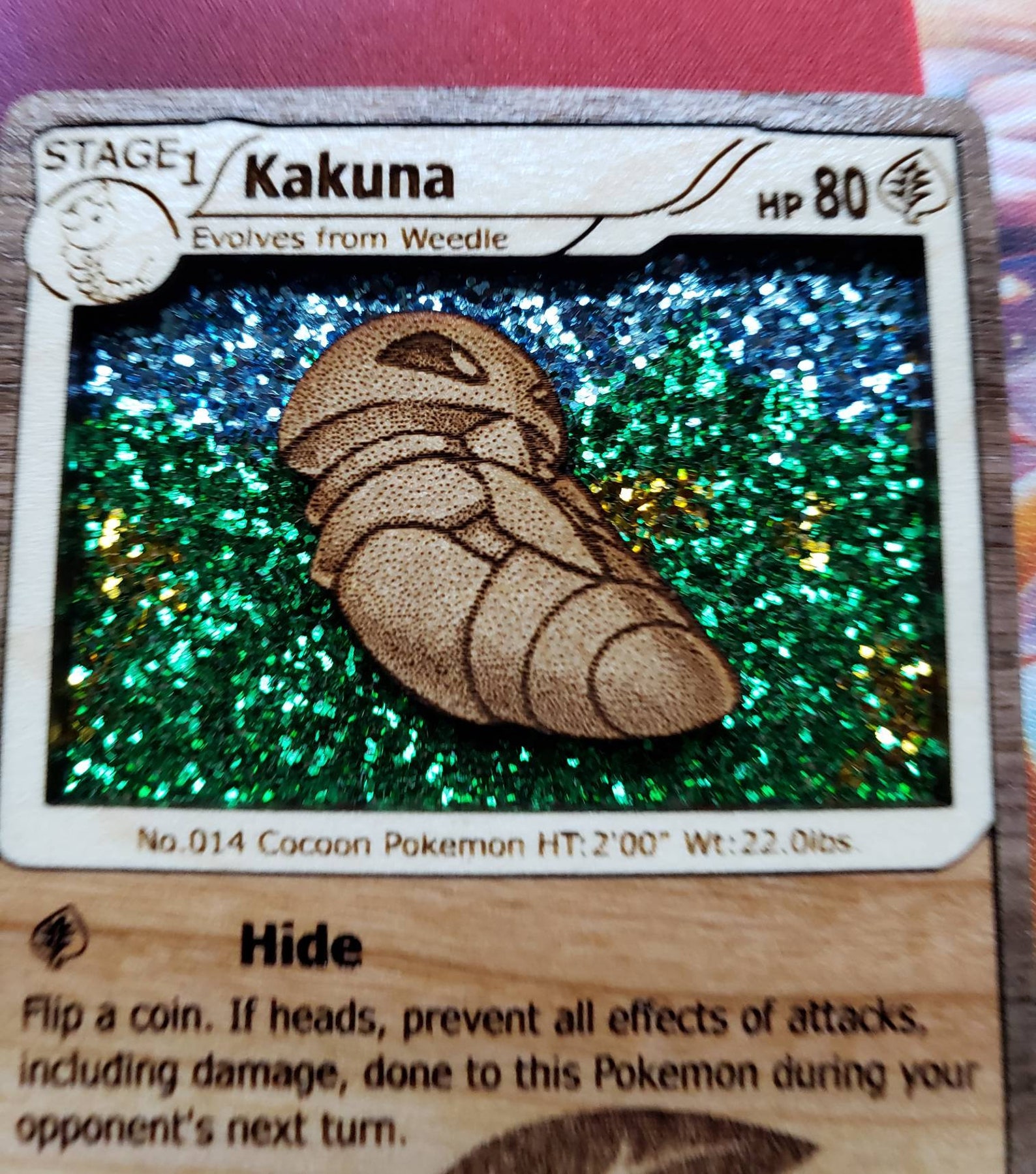 Kakuna Wooden Pokemon Card Holo Pokemon Gift Wood Pokemon Card Etsy