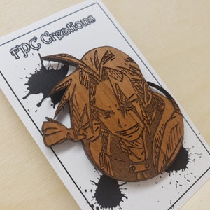 Edward Elric from Full Metal Alchemist Anime Wood Pin Cherry Plywood Pins