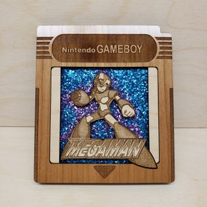 4.25 inch MegaMan Wood Holographic GameBoy Cartridge (Doesn&#39;t Function)