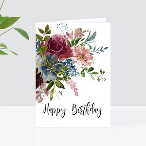 Carte de voeux élégante imprimable, carte d'anniversaire neutre aquarelle, carte de joyeux anniversaire à téléchargement immédiat, carte de félicitations