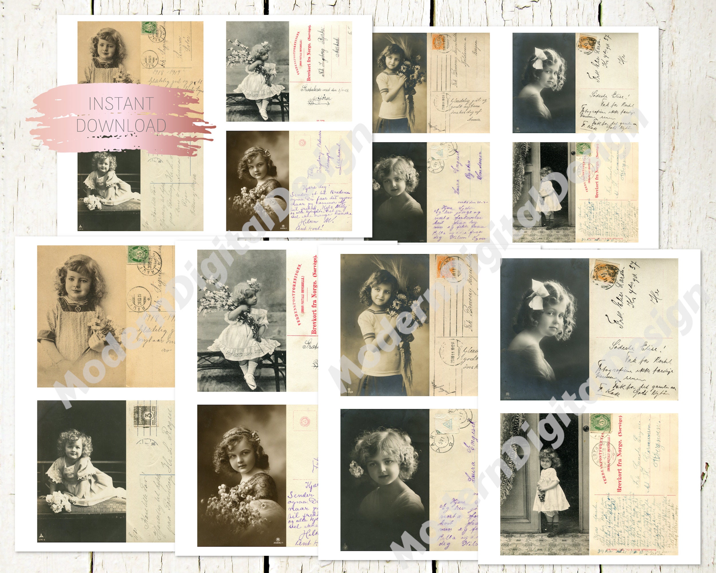 Printable Vintage Postcards Vintage Ephemera Digital Etsy 