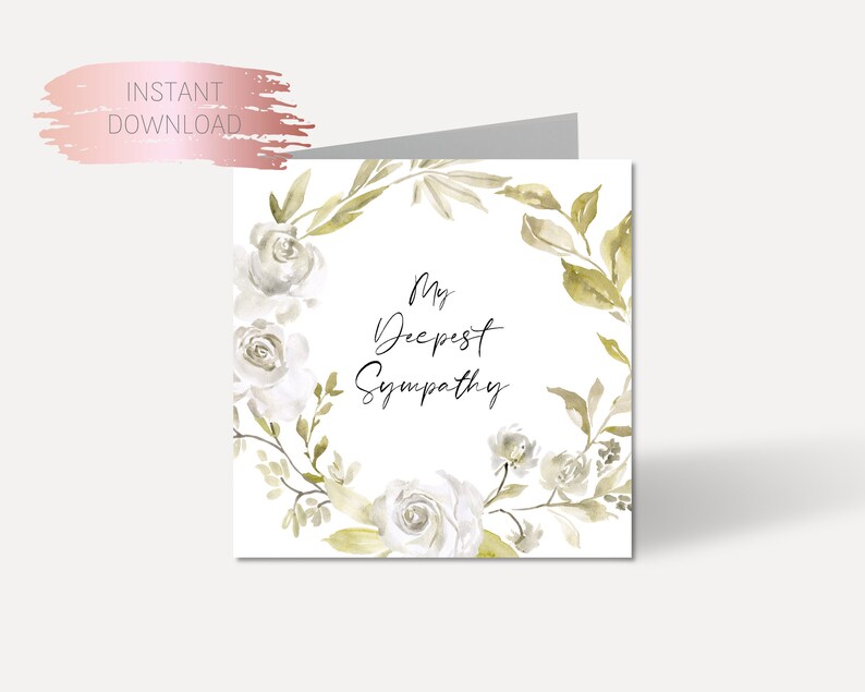 Printable Sympathy Card Deepest Sympathy Card Digital - Etsy