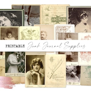 Afdrukbare oude kastkaarten, vintage foto's, digitale kastkaart, afdrukbare vintage foto's, afdrukbare junk journal supply, instant download