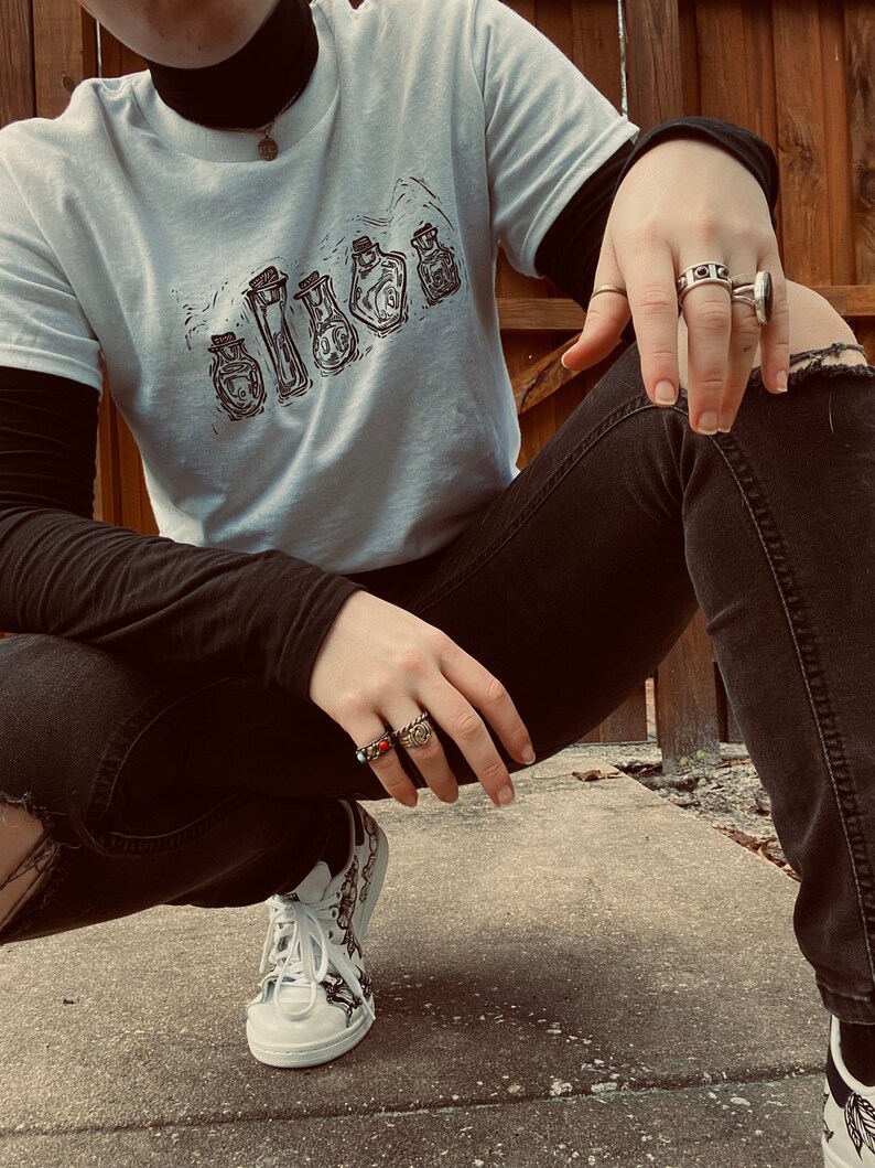 Potion Bottle Block Print Tshirt Etsy