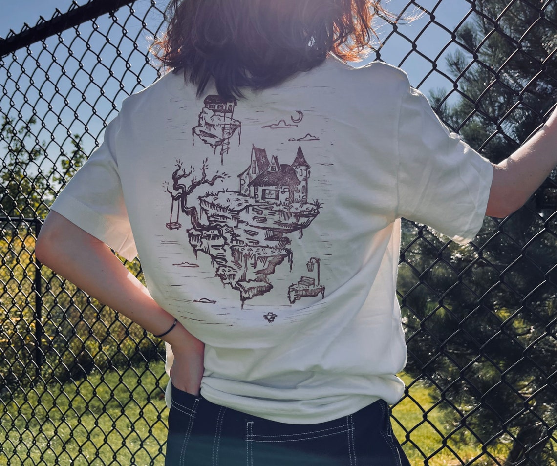 Floating Islands Block Print Tshirt Fantasy Inspired Etsy