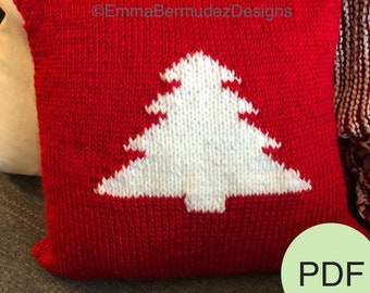 PDF  | Knitting Pattern  | Holiday Tree Knit Pillowcase  | 16x16 Inch  |  Holiday Decor Pattern  | Digital Download  |  ENGLISH ONLY