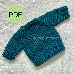 PDF  | Knitting Pattern  | Super Bulky Baby Sweater Pullover | 0-3, 3-6, 6-12 Month Pattern  | Top Down  | Digital Download |  ENGLISH ONLY