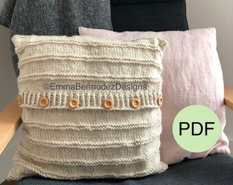 PDF | Knitting Pattern  | Garter Stripe Pillowcase  | Decorative Pillow Pattern  | Knit Home Decor  | Digital Download |  ENGLISH ONLY