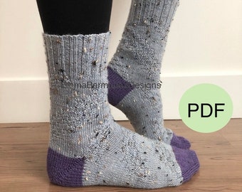 Domino Effect Sock Knitting Pattern | Easy Cuff Down Design (PDF Pattern) | English Only