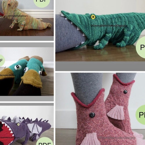 PDF KNITTING PATTERN Crikey Crocodile Socks Funky - Etsy