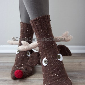 PDF Knitting Pattern Rudolph Socks Knitting Pattern Ugly Christmas Socks Knitting Pattern ENGLISH ONLY Digital Download image 3