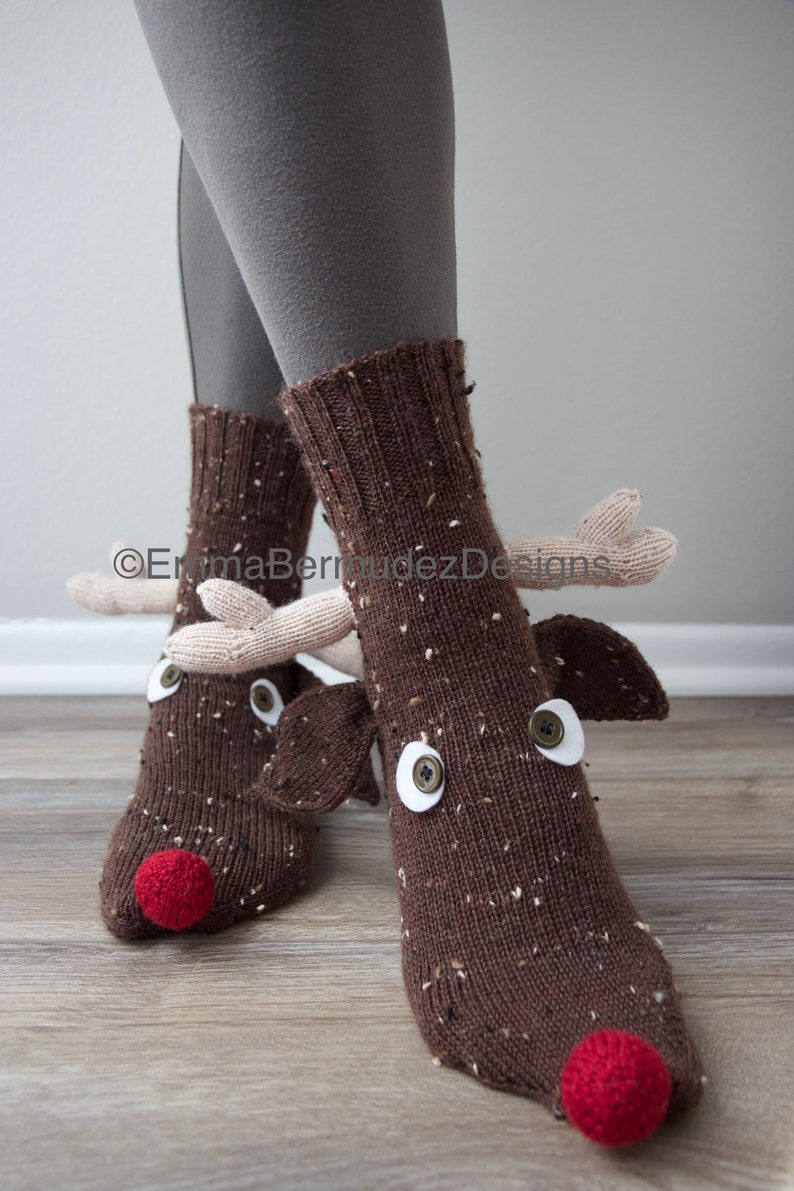 PDF Knitting Pattern Rudolph Socks Knitting Pattern Ugly Christmas Socks Knitting Pattern ENGLISH ONLY Digital Download image 3