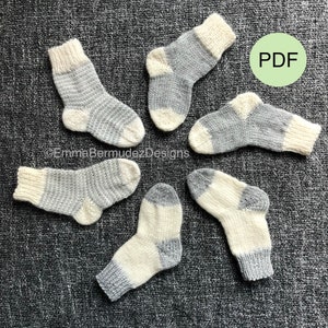 PDF  | Knitting Pattern  | Knit Baby Sock Pattern  | Top Down | Cuff Up  |  0-3, 3-6, 6-12 months  | Digital Download |  ENGLISH ONLY