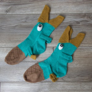 PDF Knitting Pattern Socks the Platypus Knit Animal Socks Funky Knitting Pattern Digital Download Cuff Down ENGLISH ONLY image 4