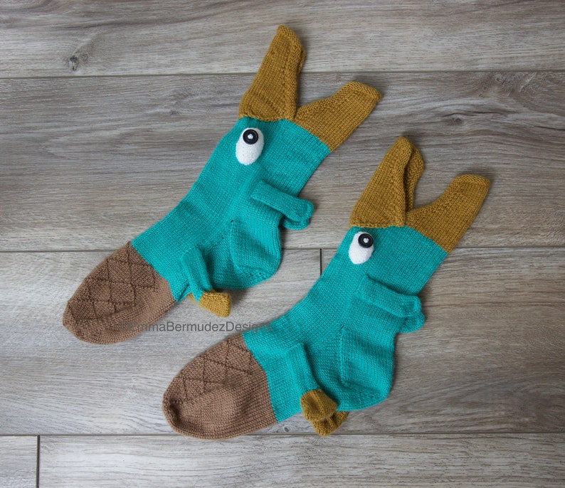 PDF Knitting Pattern Socks the Platypus Knit Animal Socks Funky Knitting Pattern Digital Download Cuff Down ENGLISH ONLY image 4