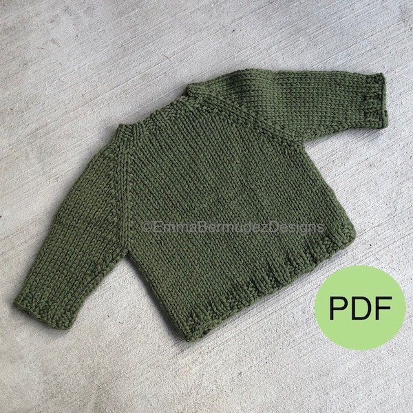 PDF  | Knitting Pattern  | Bulky Baby Sweater Pullover | 0-3, 3-6, 6-12 Month Pattern  | Top Down  | Digital Download |  ENGLISH ONLY