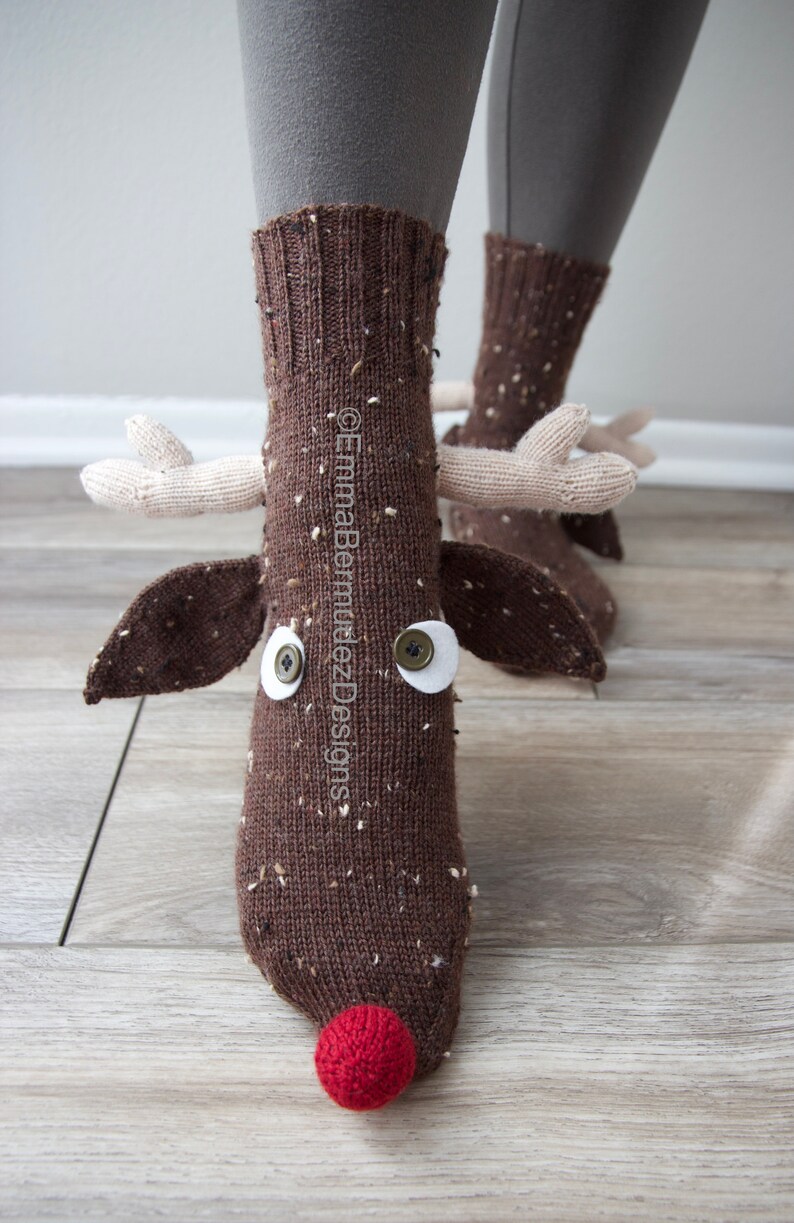 PDF Knitting Pattern Rudolph Socks Knitting Pattern Ugly Christmas Socks Knitting Pattern ENGLISH ONLY Digital Download image 4