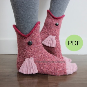 PDF | Knitting Pattern  | Catch of the Day  | Fish Socks Pattern  | Digital Download  | Cuff Down Socks | Animal Socks |  ENGLISH ONLY