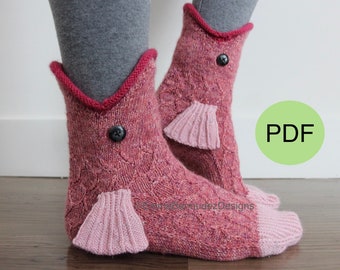 PDF | Knitting Pattern  | Catch of the Day  | Fish Socks Pattern  | Digital Download  | Cuff Down Socks | Animal Socks |  ENGLISH ONLY