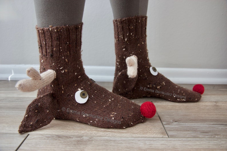 PDF Knitting Pattern Rudolph Socks Knitting Pattern Ugly Christmas Socks Knitting Pattern ENGLISH ONLY Digital Download image 5