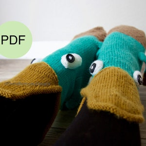 PDF | Knitting Pattern  | Socks the Platypus  | Knit Animal Socks Funky Knitting Pattern  | Digital Download  | Cuff Down |  ENGLISH ONLY