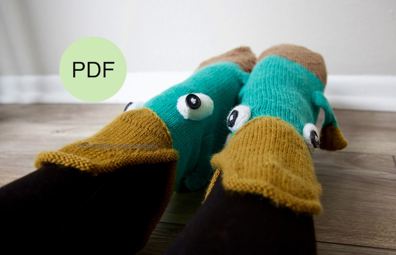 PDF Knitting Pattern Socks the Platypus Knit Animal Socks Funky Knitting Pattern Digital Download Cuff Down ENGLISH ONLY image 1