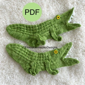 PDF | KNITTING PATTERN | Kid&#39;s Crocodile Socks Funky Knitting Pattern  | Kid Sizes | Digital Download | Cuff Down |  English Only