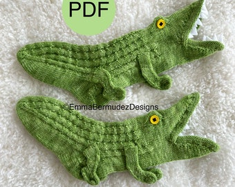 PDF | KNITTING PATTERN | Kid's Crocodile Socks Funky Knitting Pattern  | Kid Sizes | Digital Download | Cuff Down |  English Only