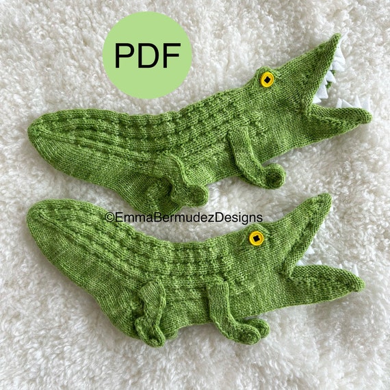 PDF KNITTING PATTERN Kid\'s Crocodile Socks Funky Knitting Pattern Kid Sizes  Digital Download Cuff Down English Only - Etsy