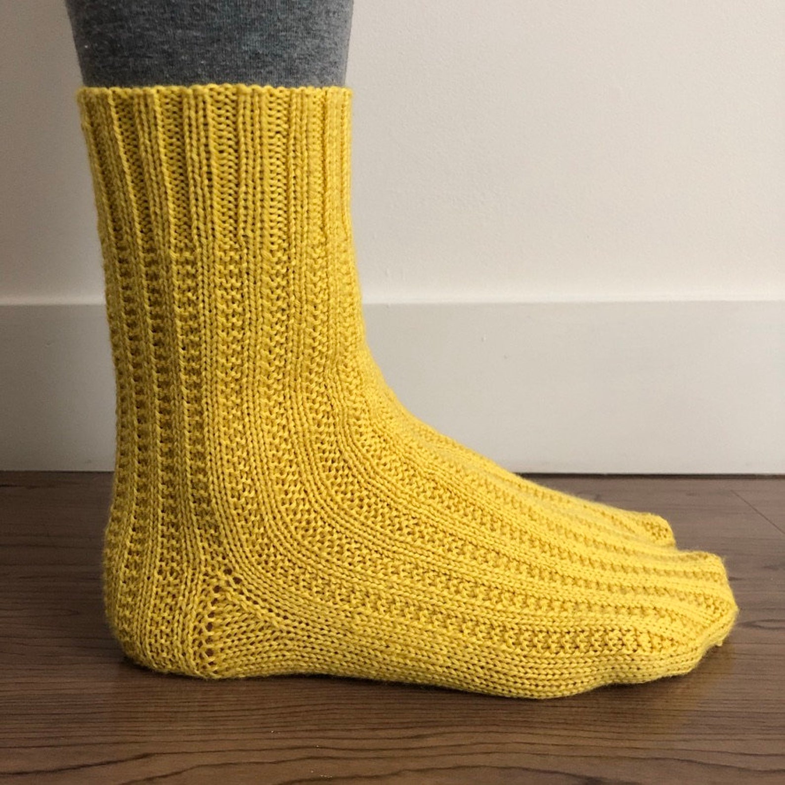 Broken Rib Sock Knitting Pattern PDF Wool Cuff Down Digital | Etsy
