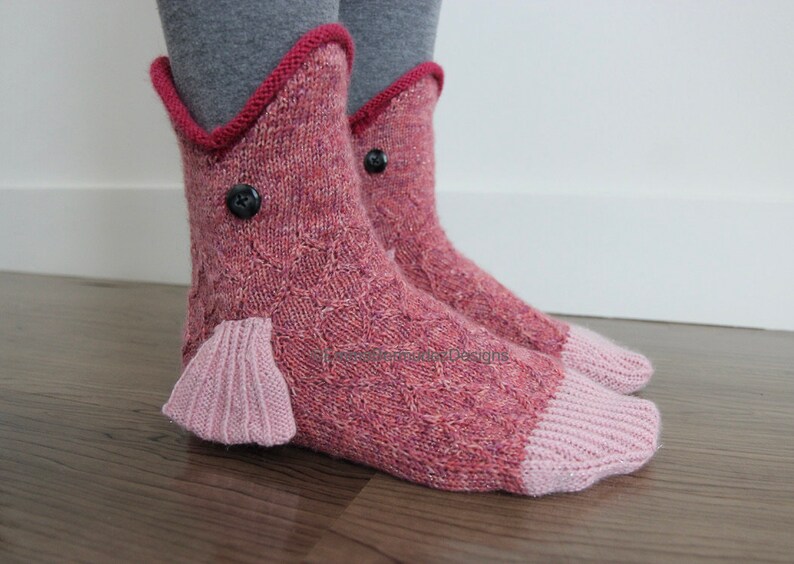 PDF Knitting Pattern Catch of the Day Fish Socks Pattern Digital Download Cuff Down Socks Animal Socks ENGLISH ONLY image 5