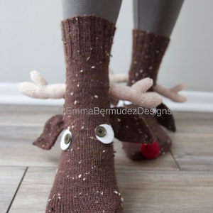 PDF Knitting Pattern Rudolph Socks Knitting Pattern Ugly Christmas Socks Knitting Pattern ENGLISH ONLY Digital Download image 7